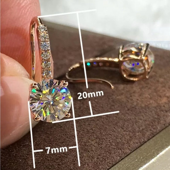 Rose Gold Diamond Drop Earrings - Picture 3 of 4